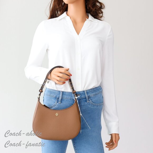 NWT Tory Burch Emerson Saffiano Leather Shoulder Bag in Moose - Picture 2 of 12